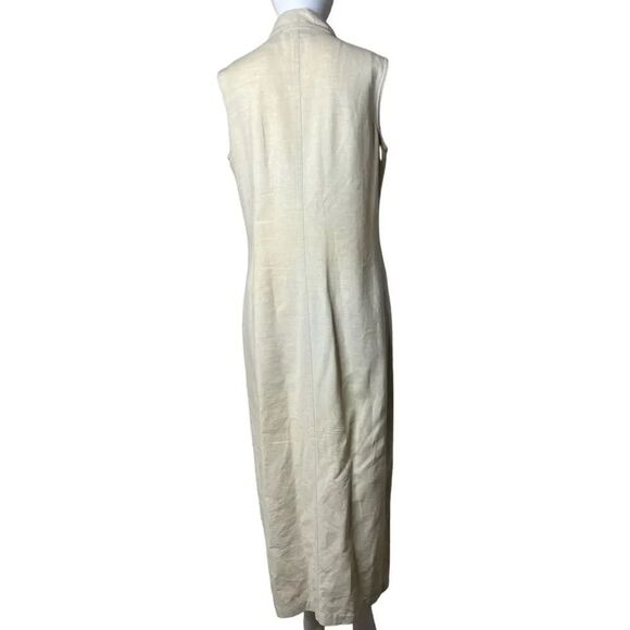 Style & Co Linen Sleeveless Button Down Full Length Dress Tan Size 6 - Picture 3 of 4